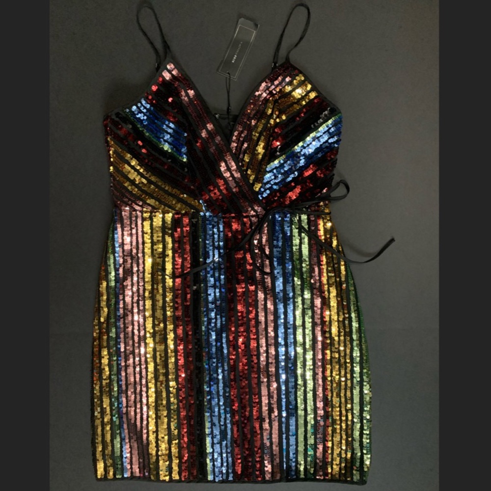 BCBG MAXAZRIA SEQUIN WRAP DRESS